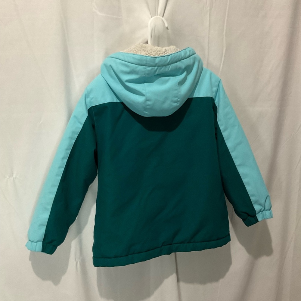 Swiss Tech Girls Winter Coat Double Zipper Size 4/5 XS/XCH Blue/White/Green - Picture 9 of 16